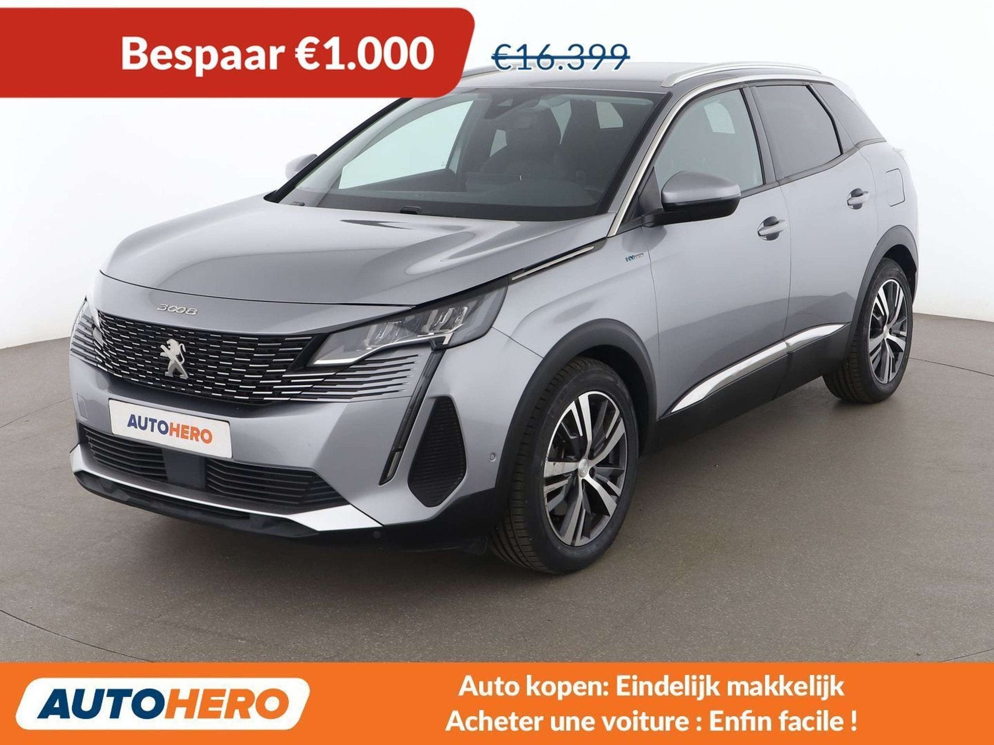 Peugeot 3008 1.6 Hybrid Allure Pack (bj 2021, automaat), Auto's, Stof, Gebruikt, Lichtsensor, 31 g/km