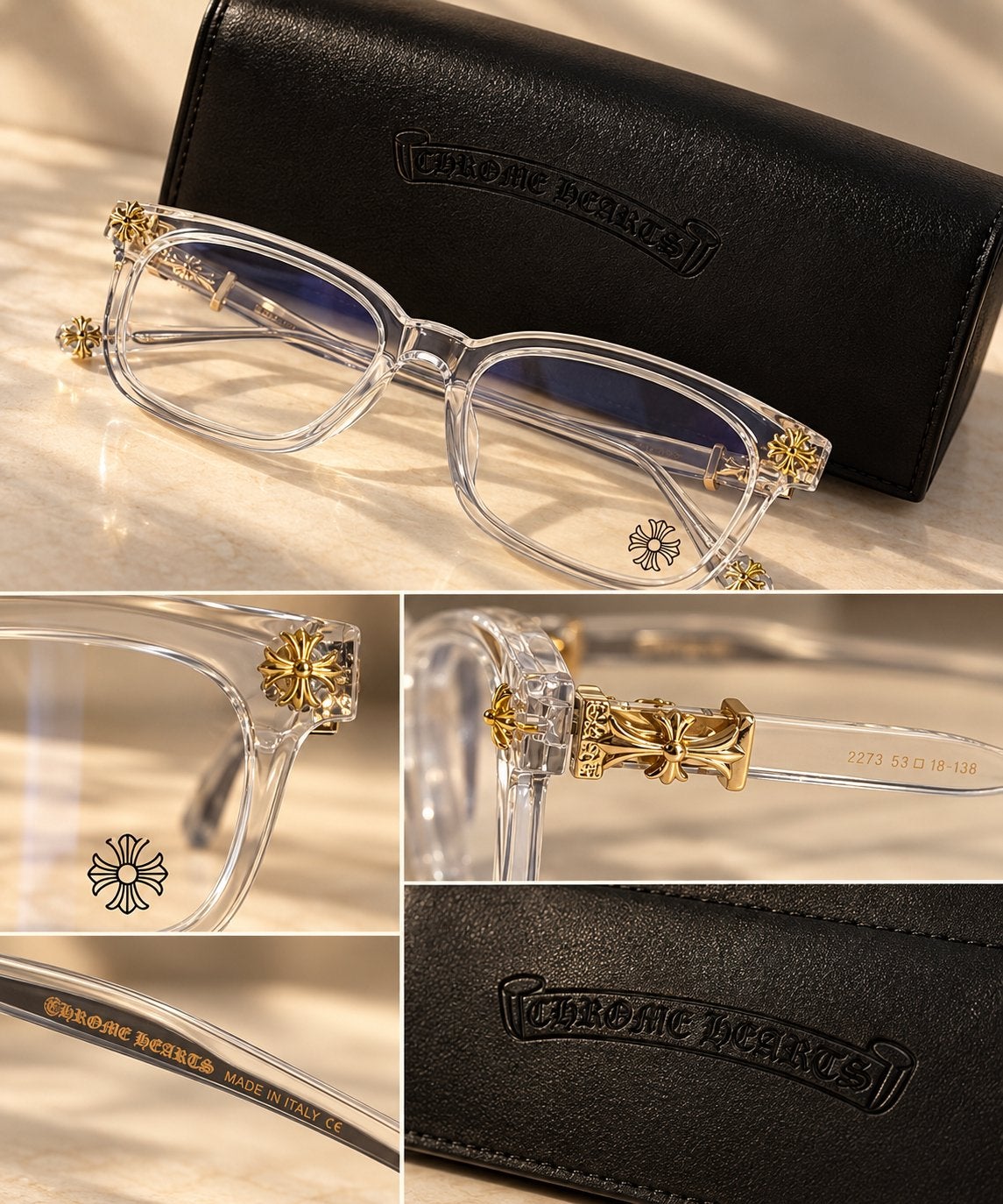 Chrome Hearts bril transparant 🤍✨ | Gouden details, Overige merken, Overige kleuren, Verzenden, Nieuw