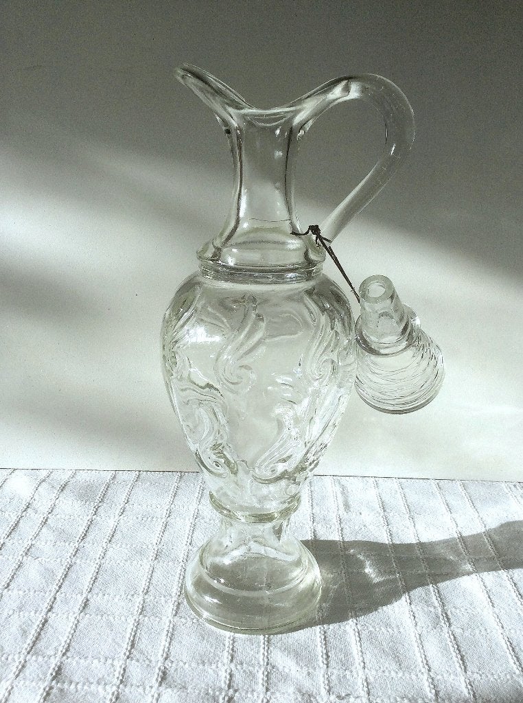 Carafe vintage en verre transparent avec bouchon en verre, Enlèvement ou Envoi