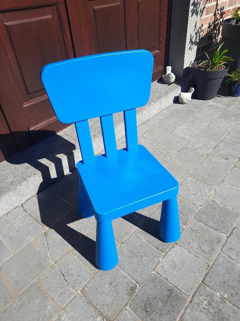 Petite chaise IKEA MAMMUT Bleue, Ophalen, Gebruikt, Stoel(en)