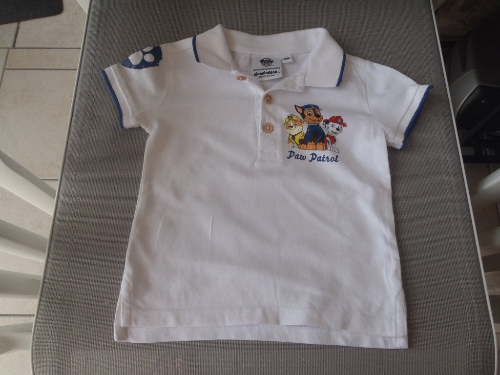 polo blanc taille 74 - Pat Patrouille, Enfants & Bébés, Enlèvement ou Envoi, Comme neuf, Garçon, Autres types