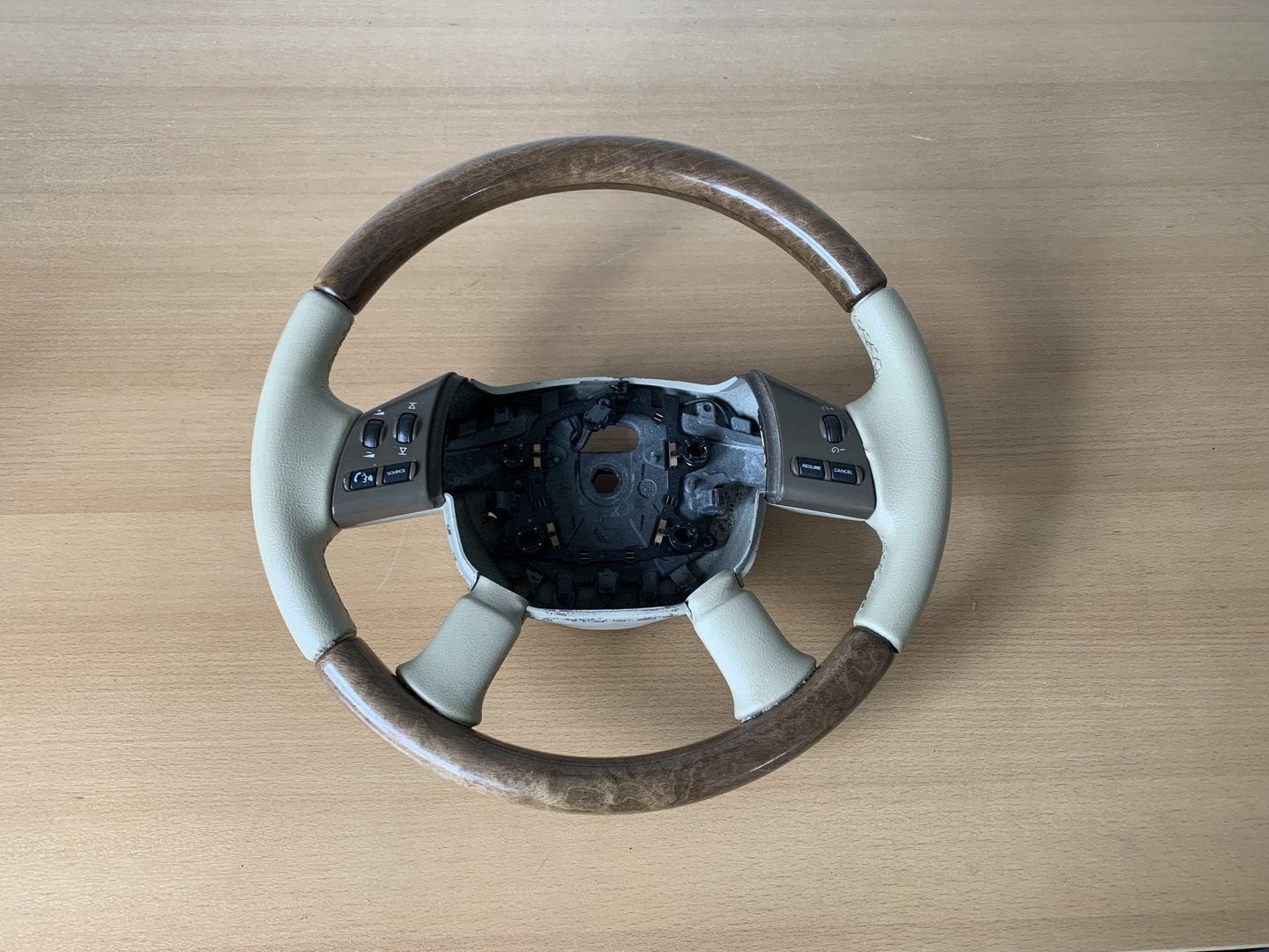 stuurwiel Beige Leer + hout jaguar X type 2005 tot 2009, -, Utilisé, Jaguar, -