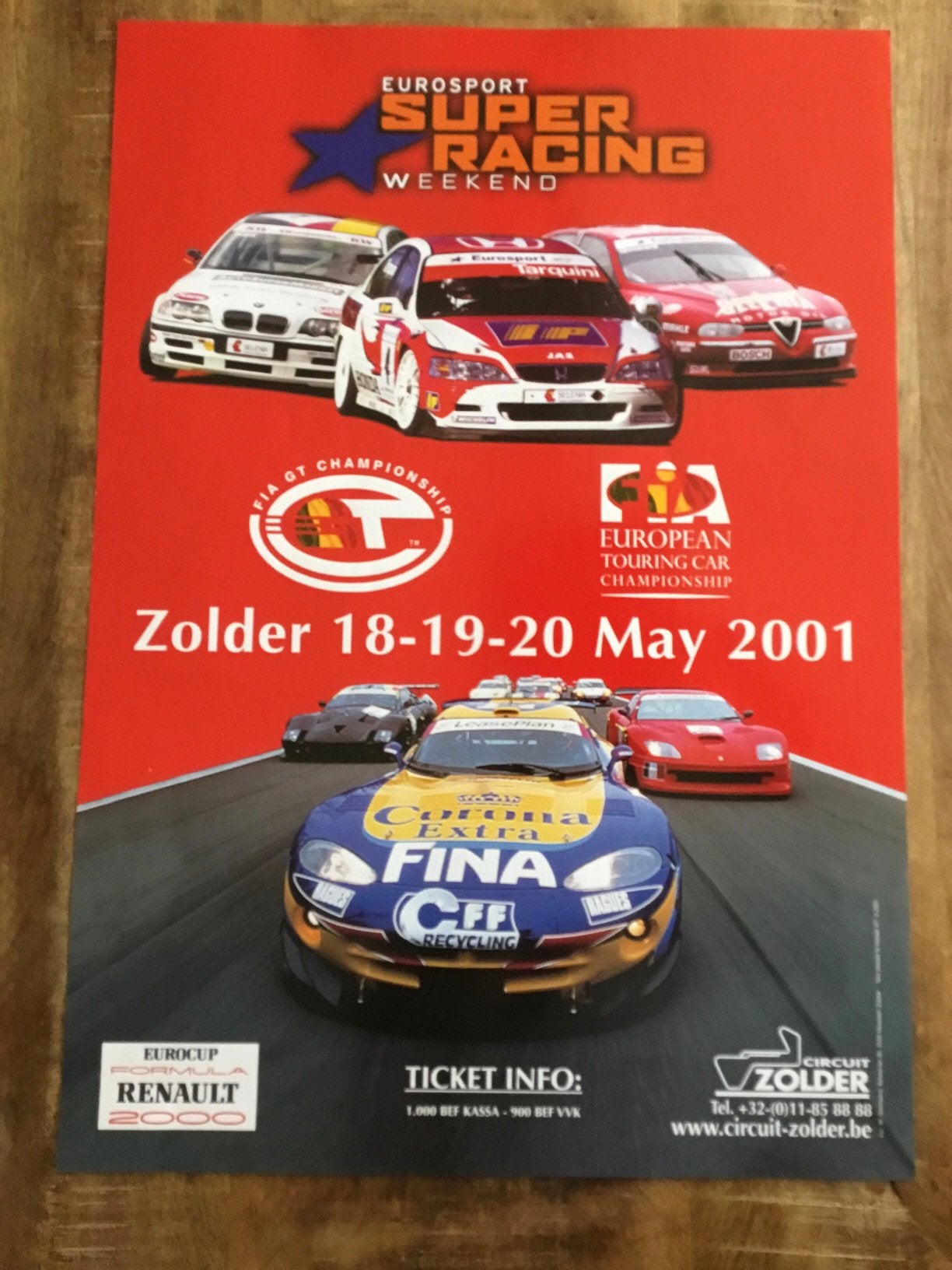 Affiche super racing weekend zolder 2001, Ophalen of Verzenden, Zo goed als nieuw