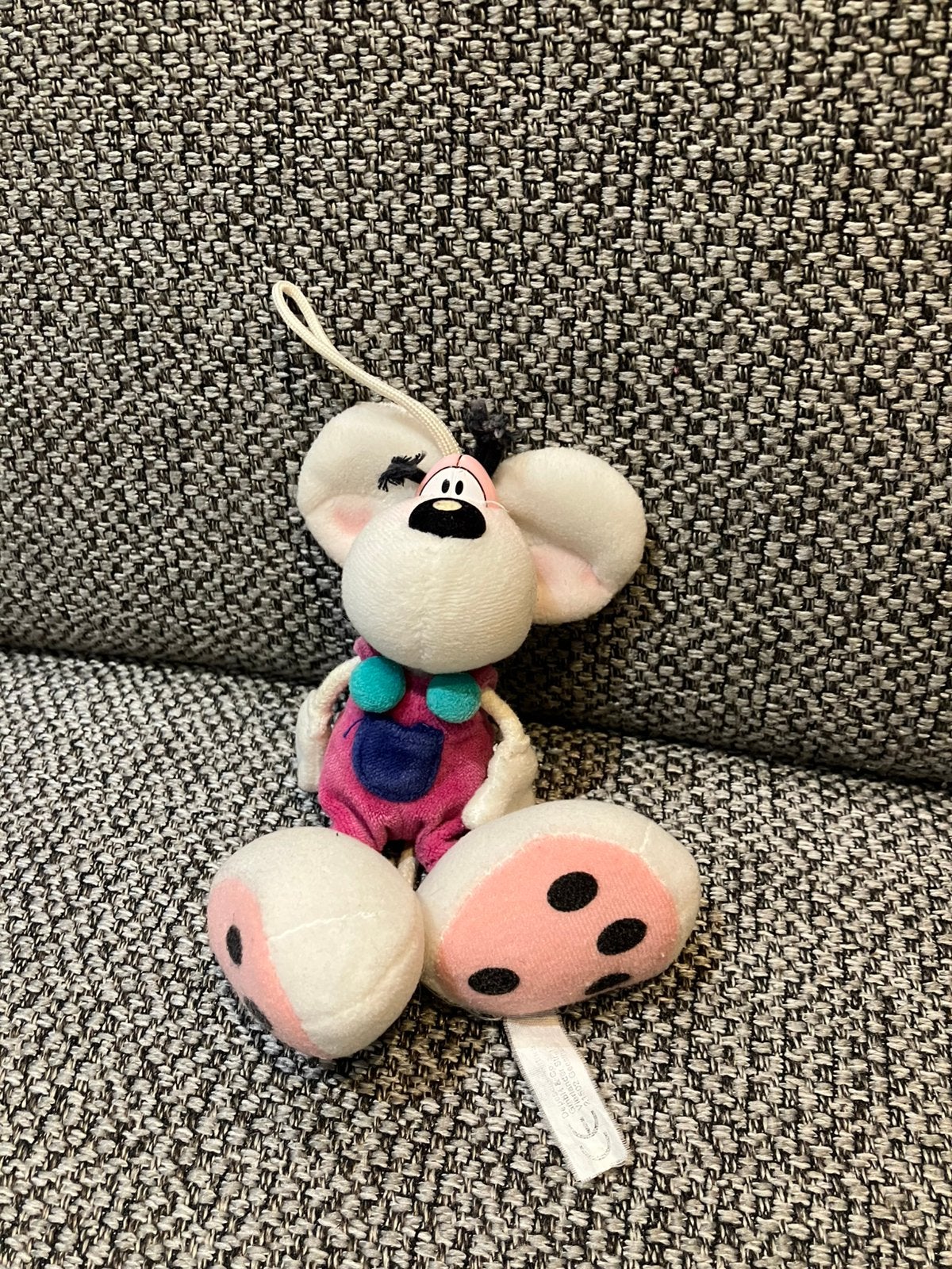 Peluche Diddl 14 cm avec salopette rose, Collections, Enlèvement ou Envoi, Diddl, Comme neuf, Peluche