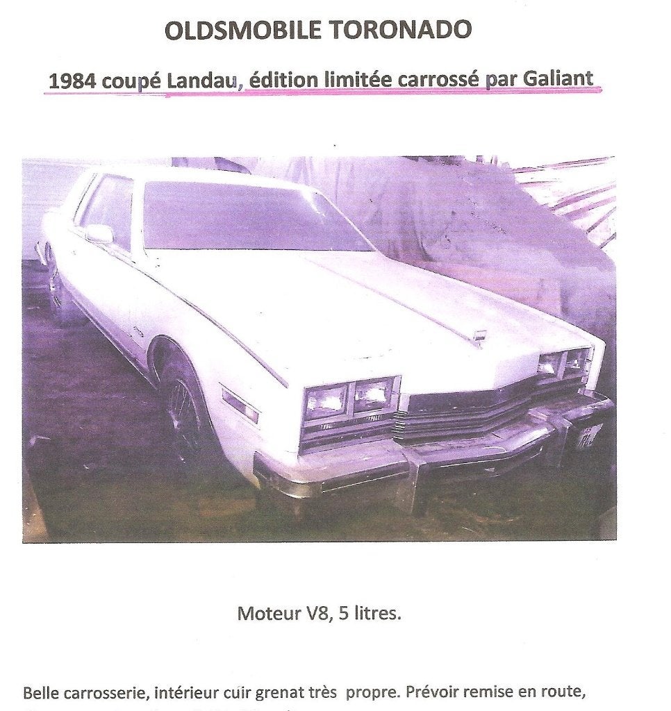 Oldsmobile Toronado Galiant -COLLECTION, Autos, Cuir, Achat, Automatique, Particulier