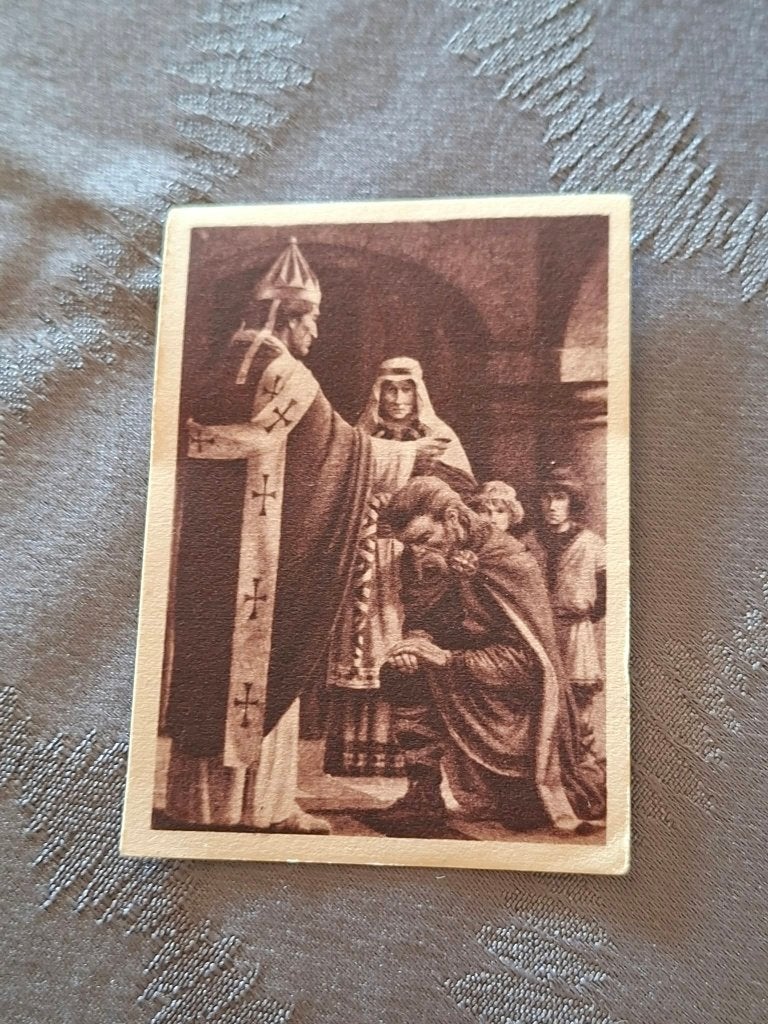 Prentje/Chromo : Wijding van Pepijn de Korte / Historia, Verzamelen, Gebruikt, Ophalen of Verzenden, Voor 1940, Prent