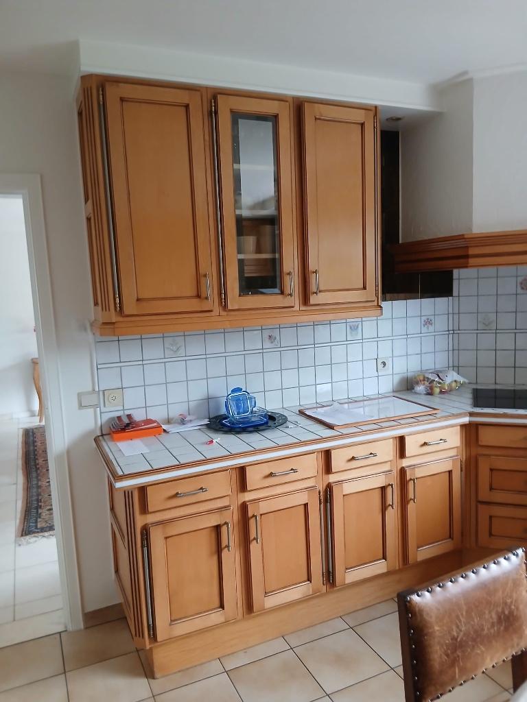 Keuken in massief esdoornhout - gratis!, Ophalen, Gebruikt, Bruin, Hoekkeuken