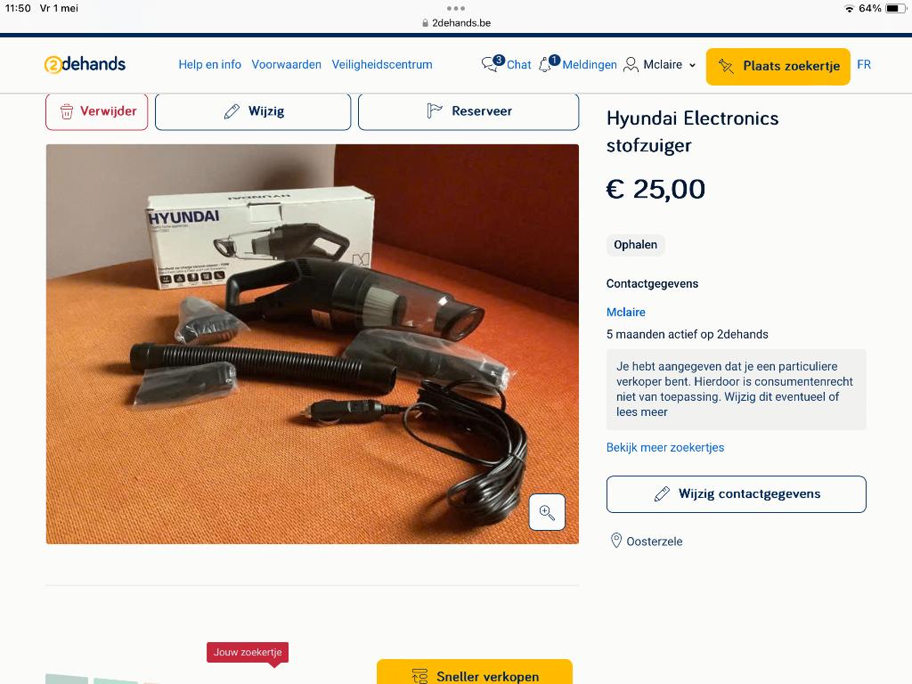 Hyundai stofzuiger, Ophalen, Nieuw, Stofzuiger