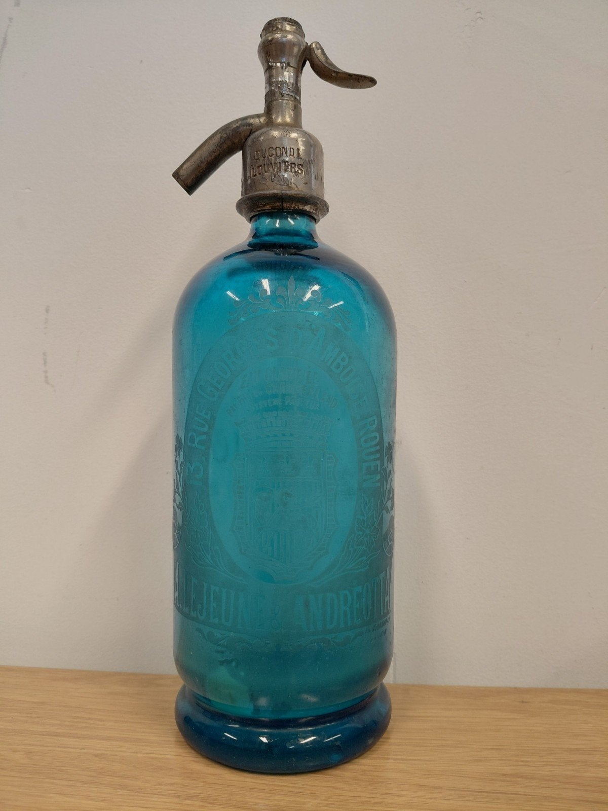 bouteille siphon bleue antique, Antiquités & Art, Enlèvement