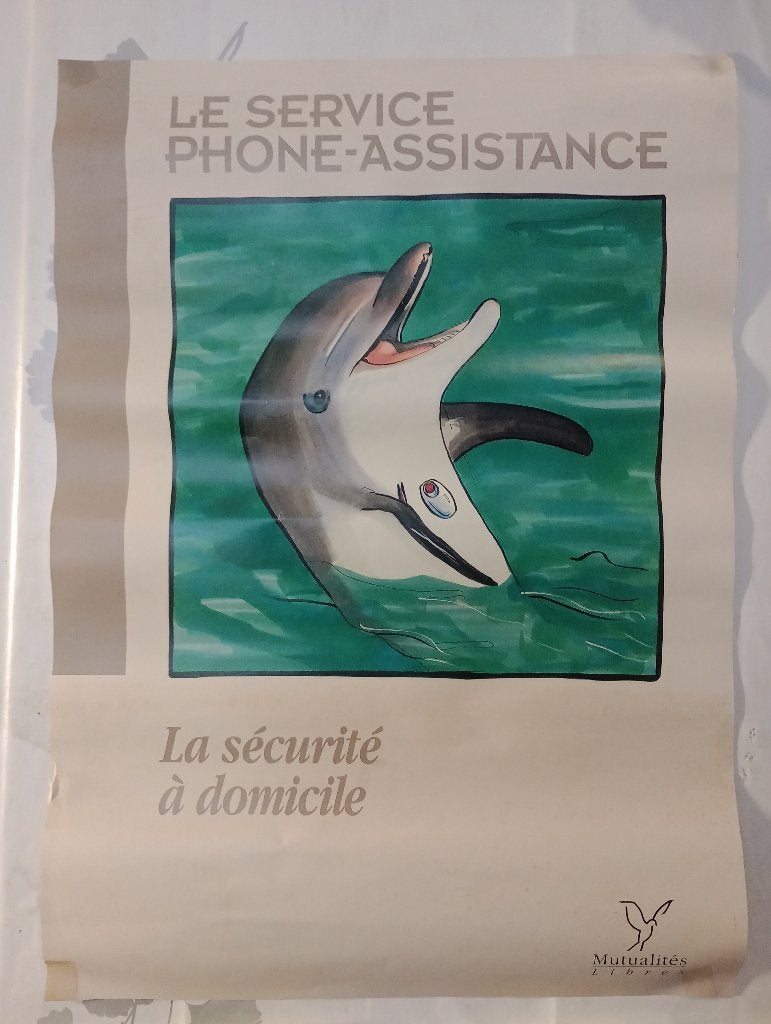 Affiche vintage Mutualités Libres Phone Assistance 44x62, Enlèvement ou Envoi