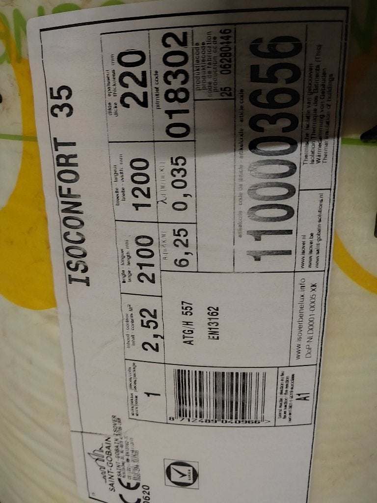 4 rollen isolatie isover 22 CM dik, Ophalen, Nieuw, Dakisolatie