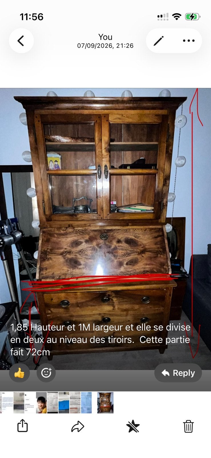 Meuble secrétaire -vaisselier, Enlèvement, Comme neuf