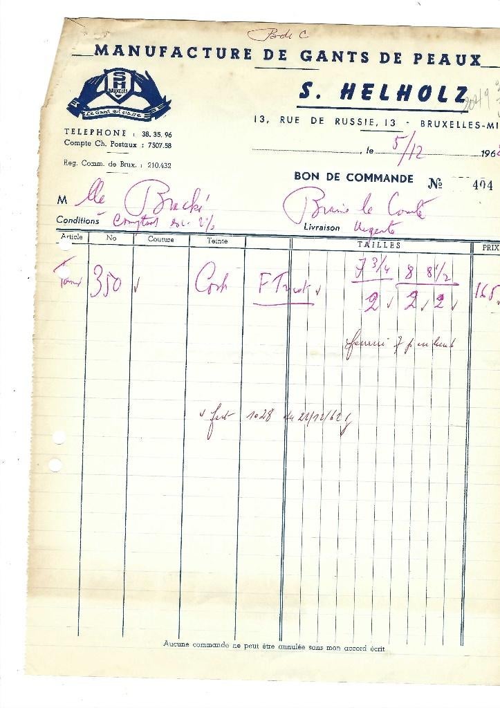 Ancienne facture 1962, Envoi, Utilisé