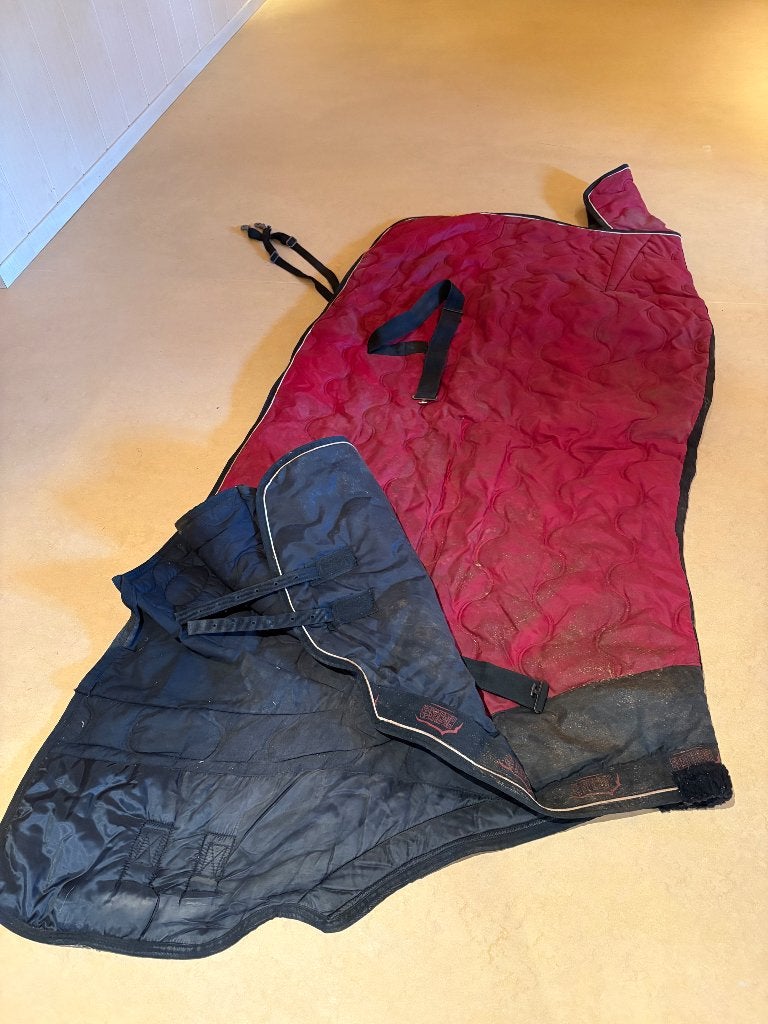 Staldeken maat 205cm met halve hals rood/zwart Gratis, Dieren en Toebehoren, Gebruikt, Rood, Kruissingels, Harry's Horse
