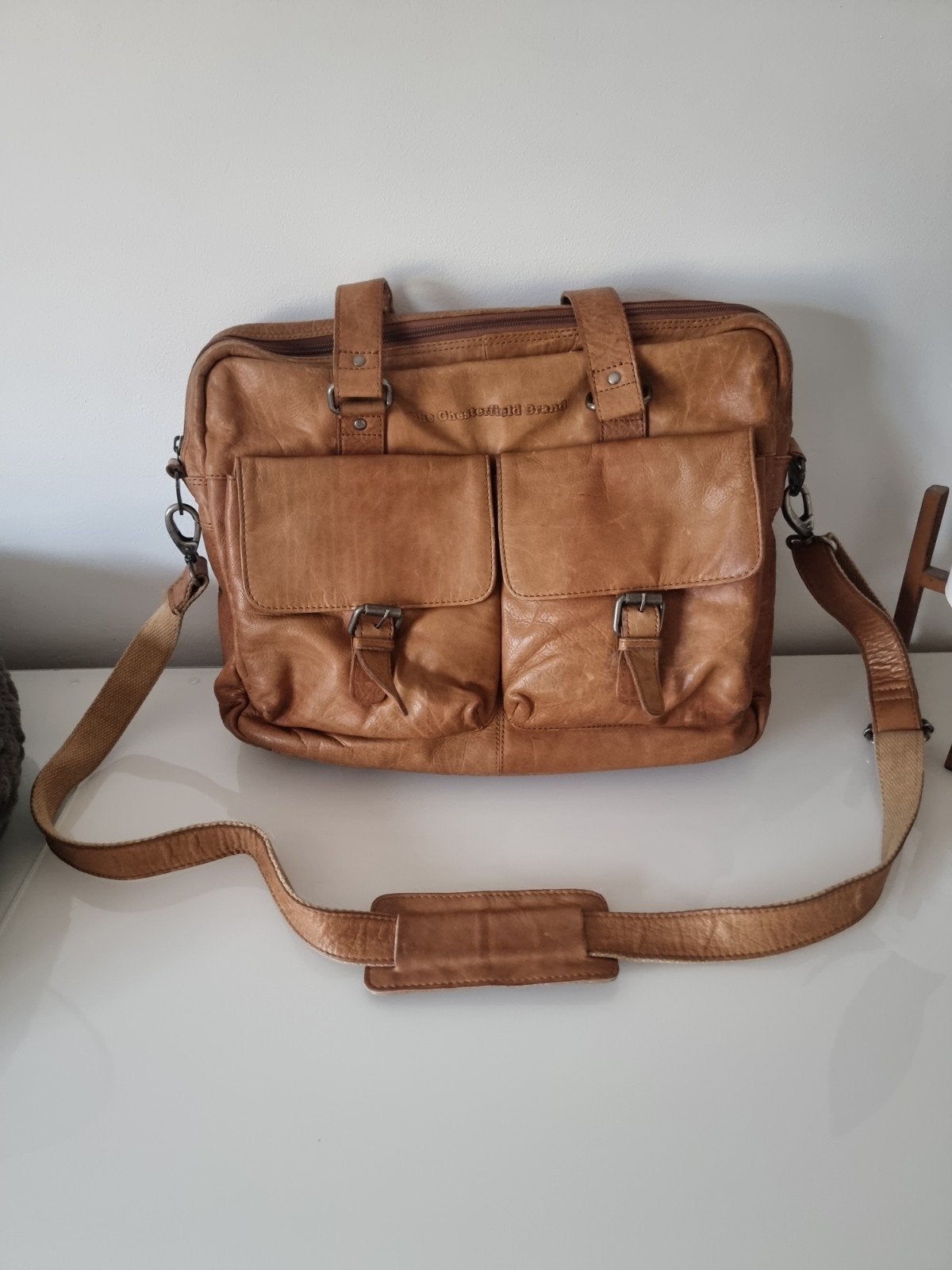 Lederen laptop en werktas Chesterfield, Ophalen, Gebruikt, Bruin, Leer