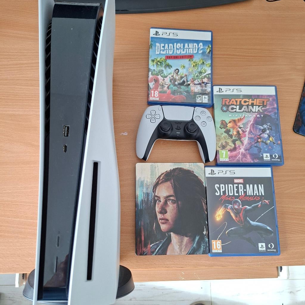 Playstation 5 disc edition + games, Enlèvement, Utilisé, Playstation 5