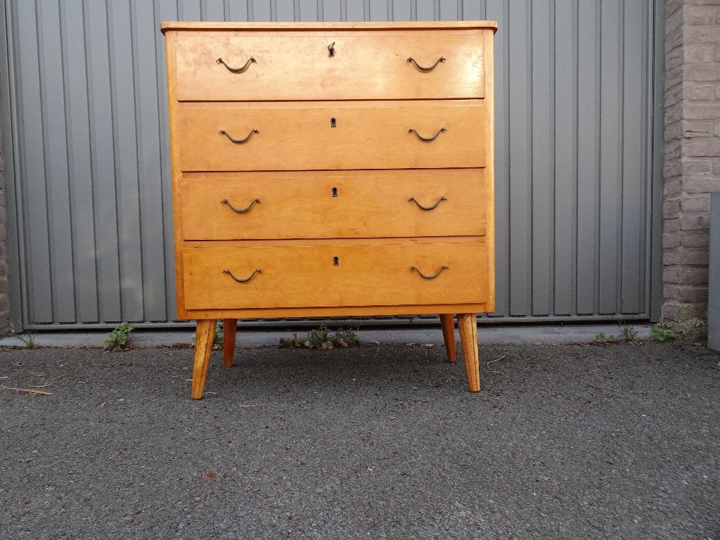 COMMODE RÉTRO VINTAGE SVENSKA BYRA EN ÉRABLE SUÉDOIS, Enlèvement, Maison et Meubles