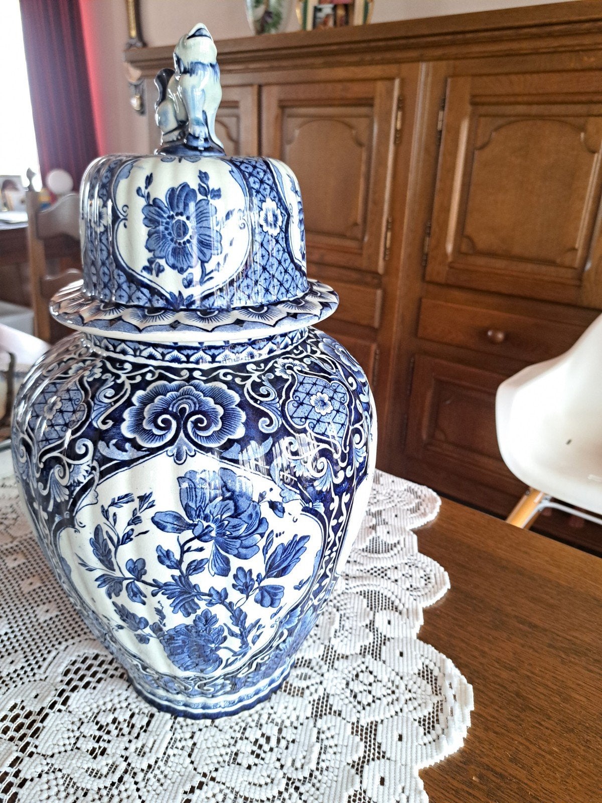Vaas delfts blauw met deksel, Antiek en Kunst, Ophalen