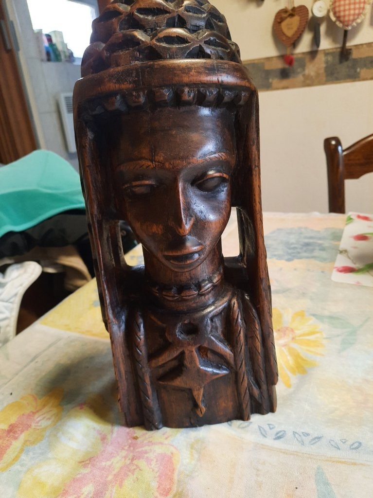 Art africain - Buste de femme - Fait main, Afrique, Bois, Enlèvement ou Envoi, Brun