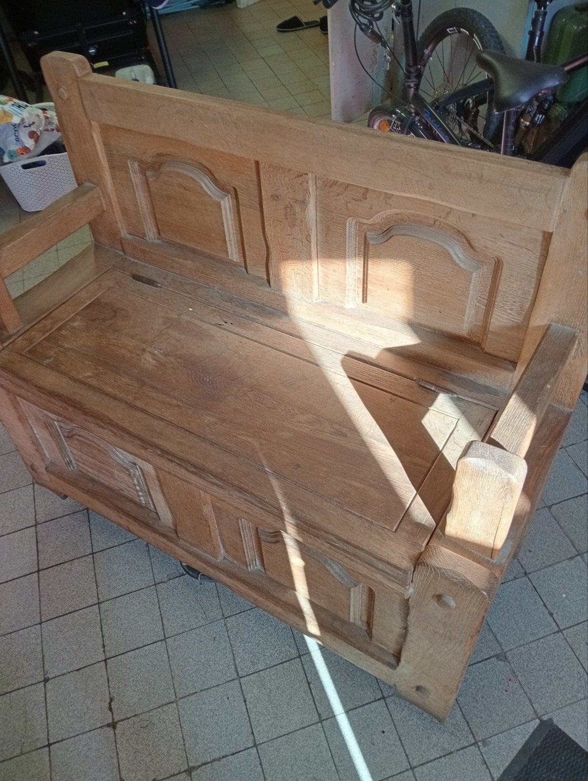 banc et coffre en bois, Maison & Meubles, Accessoires pour la Maison | Coffres, Enlèvement