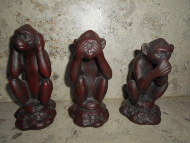 3 Wijze aapjes - stenen beeldjes, Ophalen of Verzenden, Zo goed als nieuw, Dier