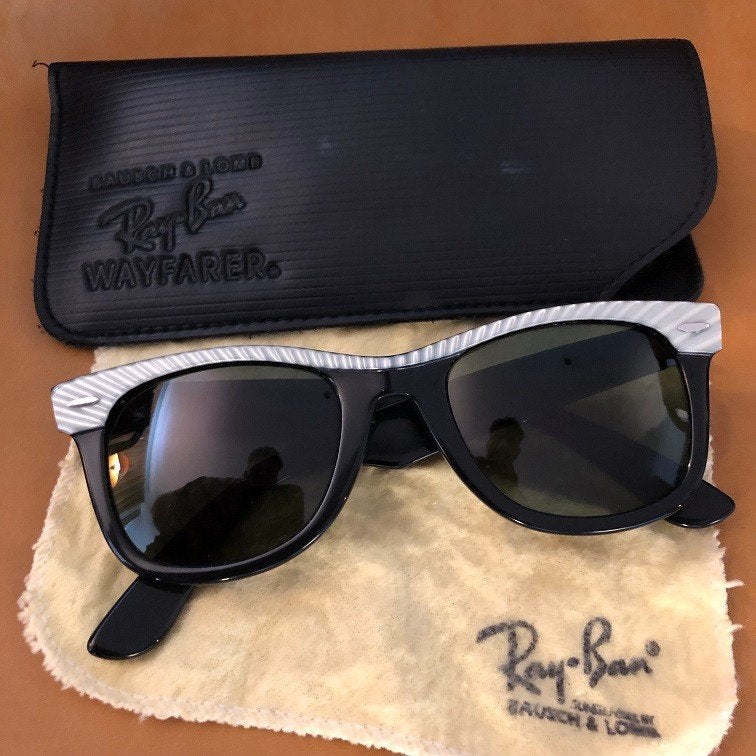 Vintage B&L Ray-ban Wayfarer White Pearl street zonnebril W4, Enlèvement ou Envoi, Comme neuf, Ray-Ban, Lunettes de soleil