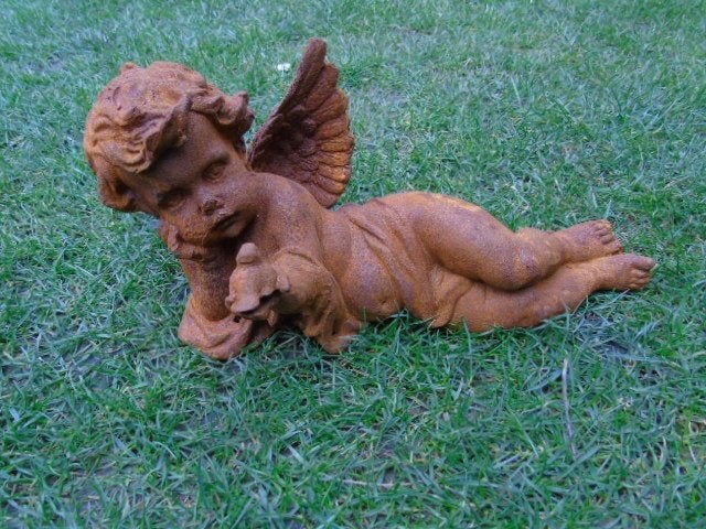 ange coucher avec un oiseau en fonte rouillé ., Enlèvement ou Envoi, Neuf