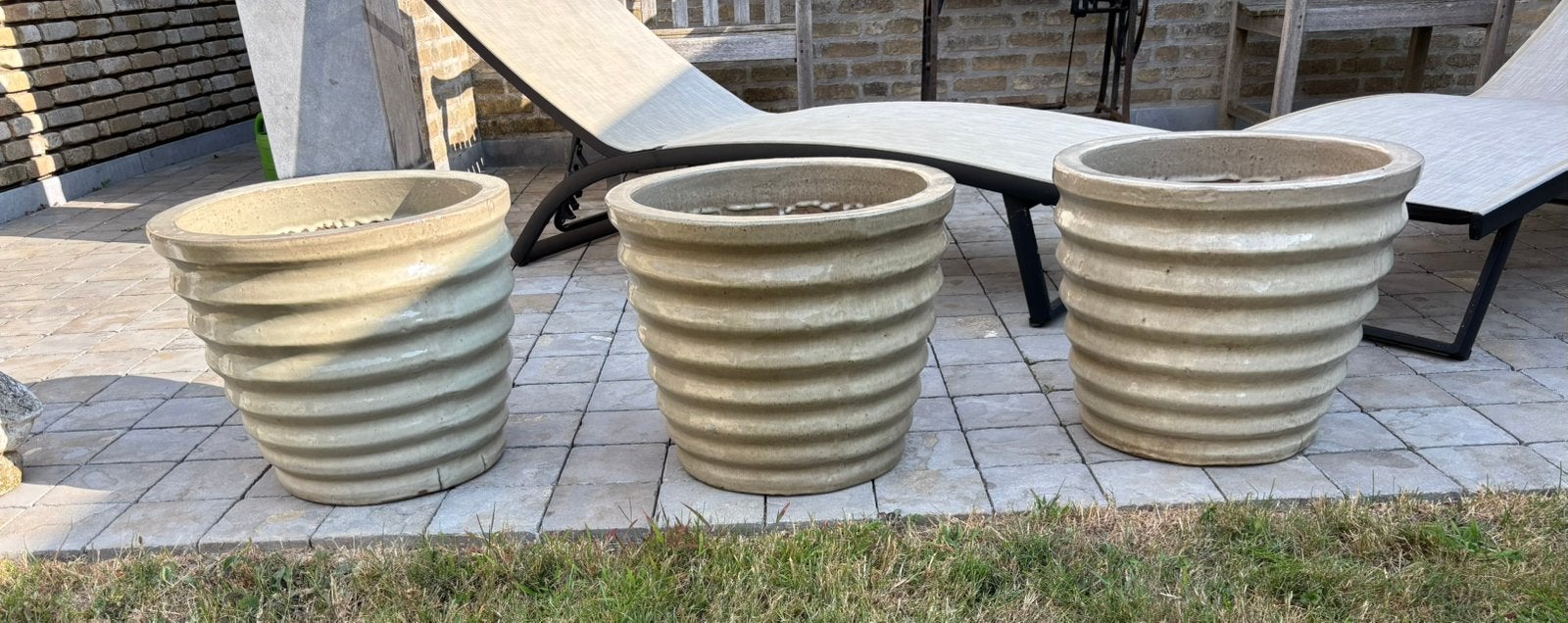 3 grote bloempotten - vorstbestendig, Jardin & Terrasse, Pots de fleurs, Utilisé, Terracotta, 40 à 70 cm, 40 cm ou plus, Enlèvement