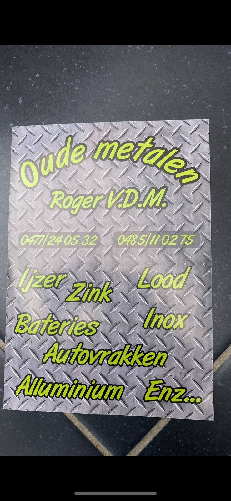 Ophalen van oud ijzer, Enlèvement ou Envoi, Comme neuf