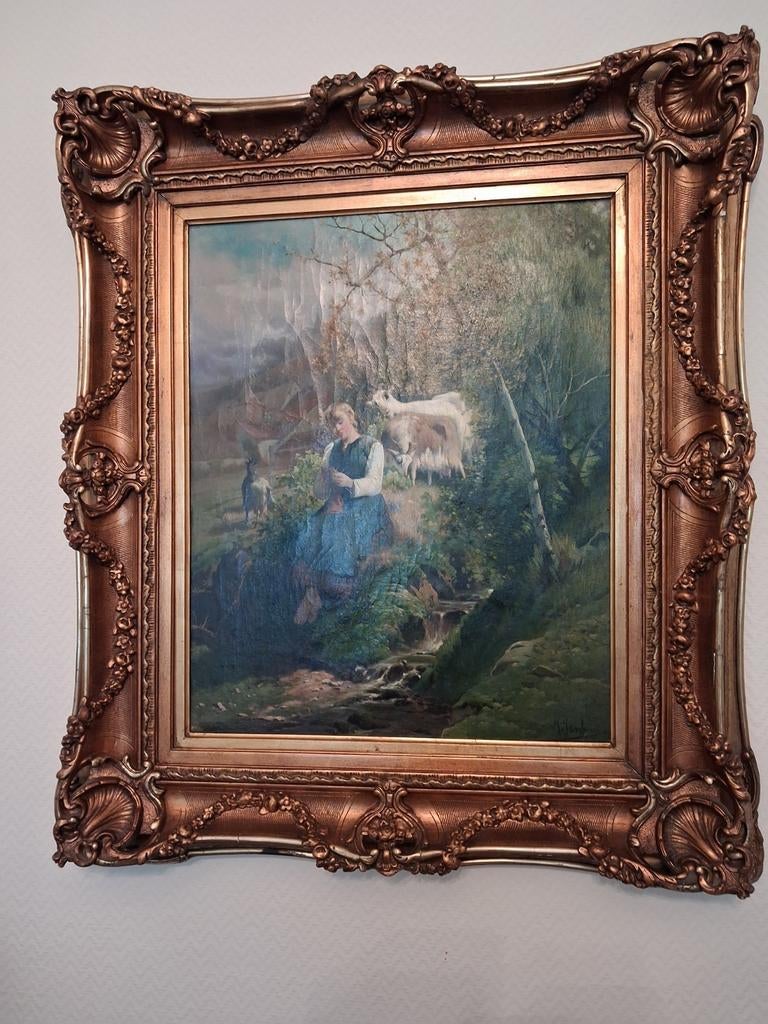 meisje met geiten, Antiek en Kunst, Ophalen