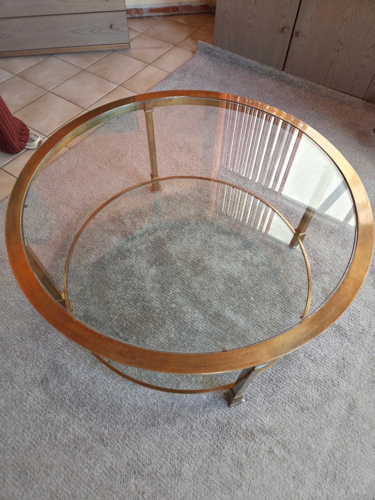 table vintage de salon, Maison & Meubles, 100 à 150 cm, Verre, 100 à 150 cm, Enlèvement