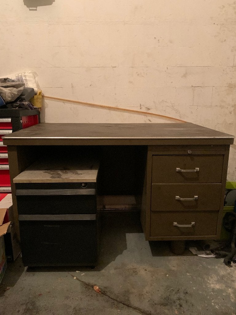Stalen Bureau Te Koop, Autres marques, 78 cm, Métal, Avec tiroirs