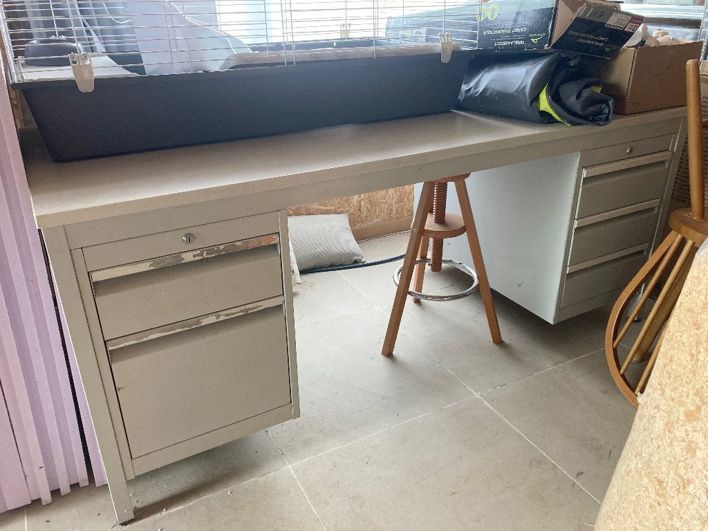 Bureau metaal, Huis en Inrichting, Ophalen, Gebruikt, Industrieel, Grijs
