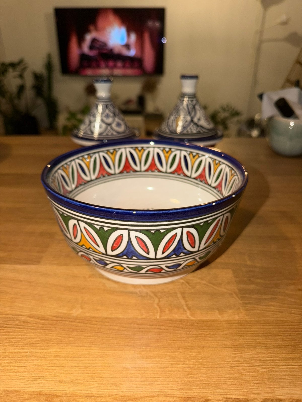Grand bol marocain en céramique peinte – Saladier, Enlèvement