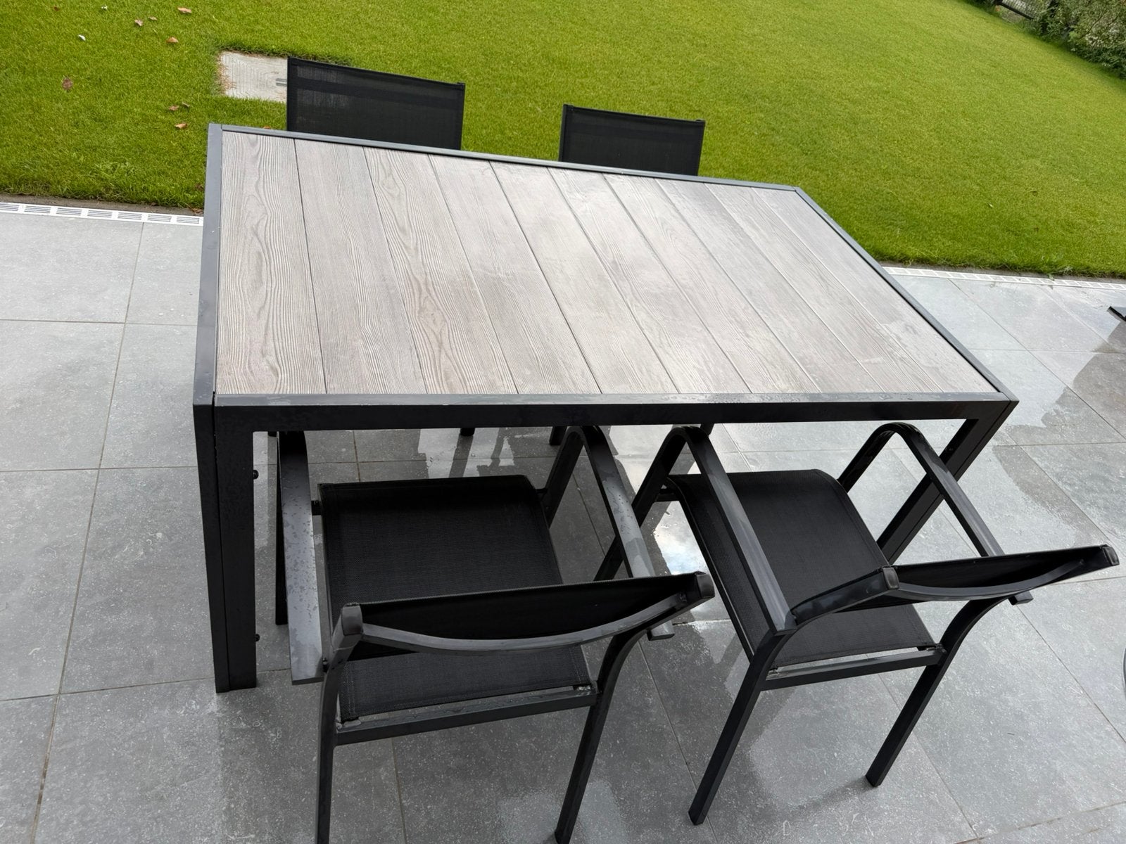 Tuintafel met 4 stoelen, Jardin & Terrasse, Table à dinner, Salons de jardin, Utilisé, Enlèvement