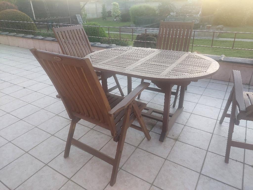 tuinmeubelen massief teak, Tuin en Terras, Ophalen, 4 zitplaatsen, Eettafel, Teakhout