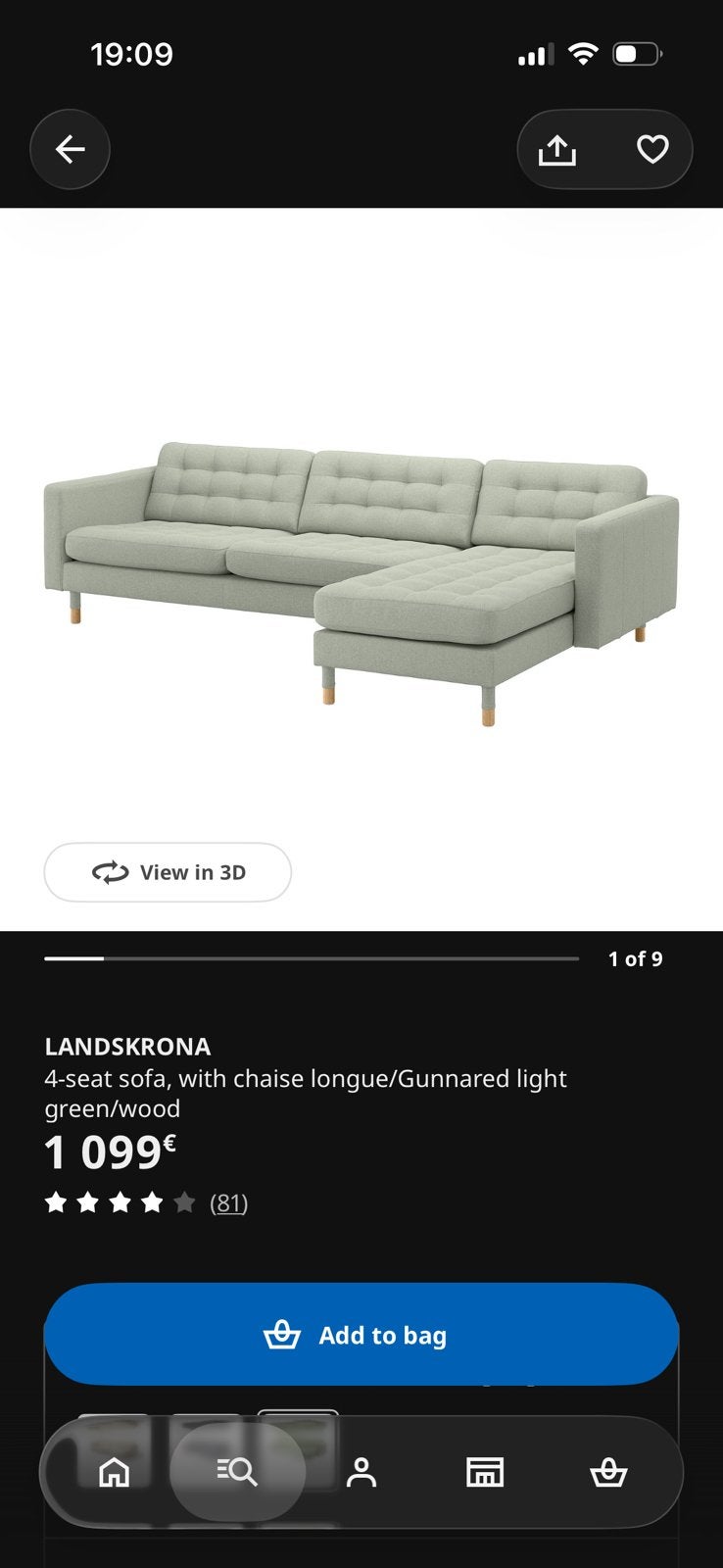 Ikea Landskrona hoekzetel, Enlèvement, Utilisé
