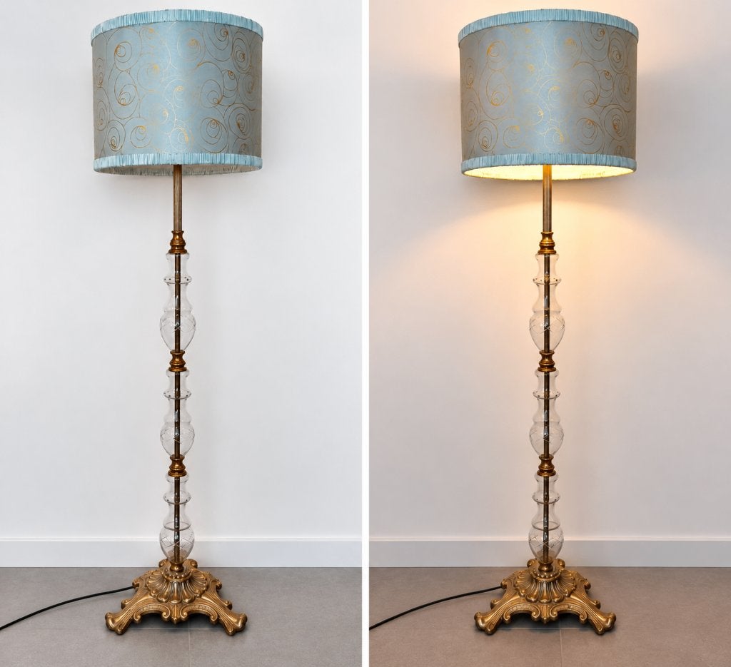 Magnifique lampadaire vintage, Vintage, Comme neuf, Verre, 150 à 200 cm