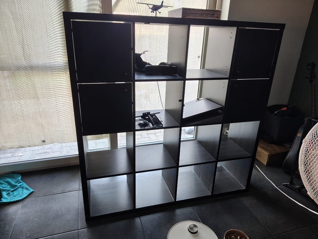 Ikea Kallax 4x4 - zwart bruin hout, 25 à 50 cm, 100 à 150 cm, Enlèvement, Utilisé