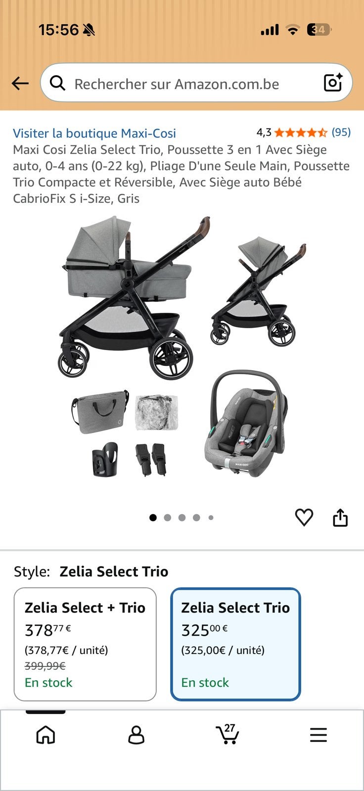 Poussette Maxi Cosi Zelia S Trio, Enlèvement, Utilisé, Maxi-Cosi, Avec siège auto