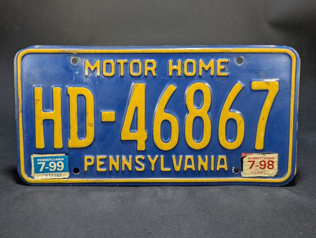 Pennsylvania License Plate 1998 (USA), Bleu, Métal, Objet de décoration, Vintage