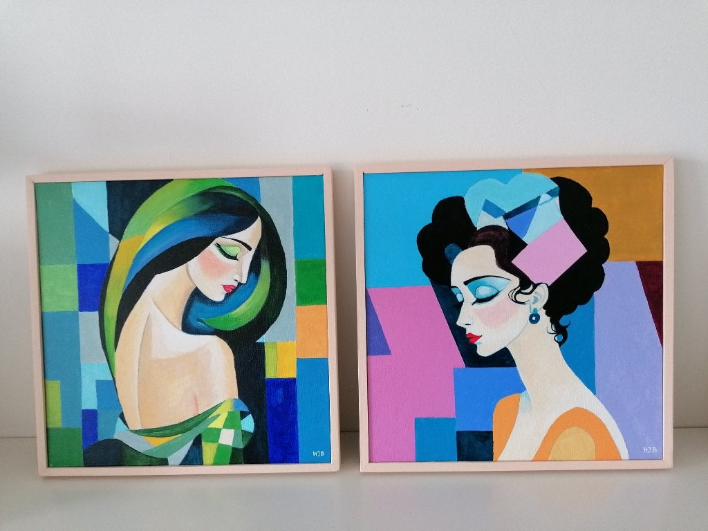 2 abstracte schilderijen, Ophalen