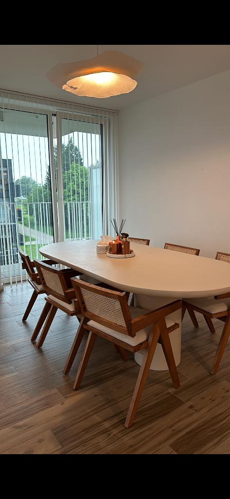 Eettafel + salontafel set, Ophalen, Mortex, 100 tot 150 cm, Zo goed als nieuw