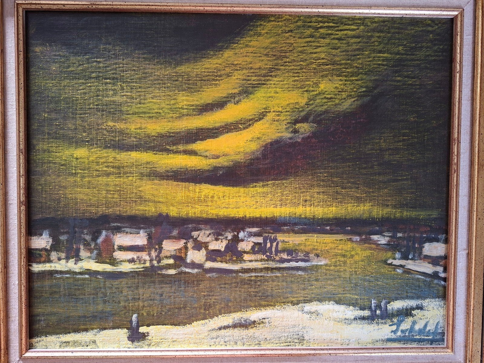 SCHELCK Maurice "Onweer boven winterse Leie" olie op doek, Enlèvement ou Envoi, Toile