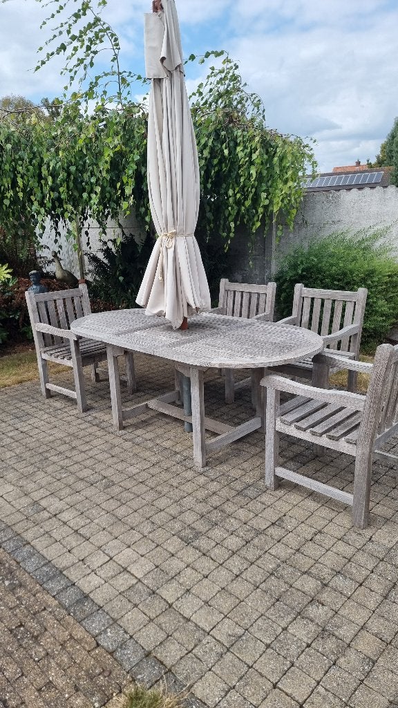 tuinset teak, Tuin en Terras, Ophalen, 4 zitplaatsen, Gebruikt, Teakhout