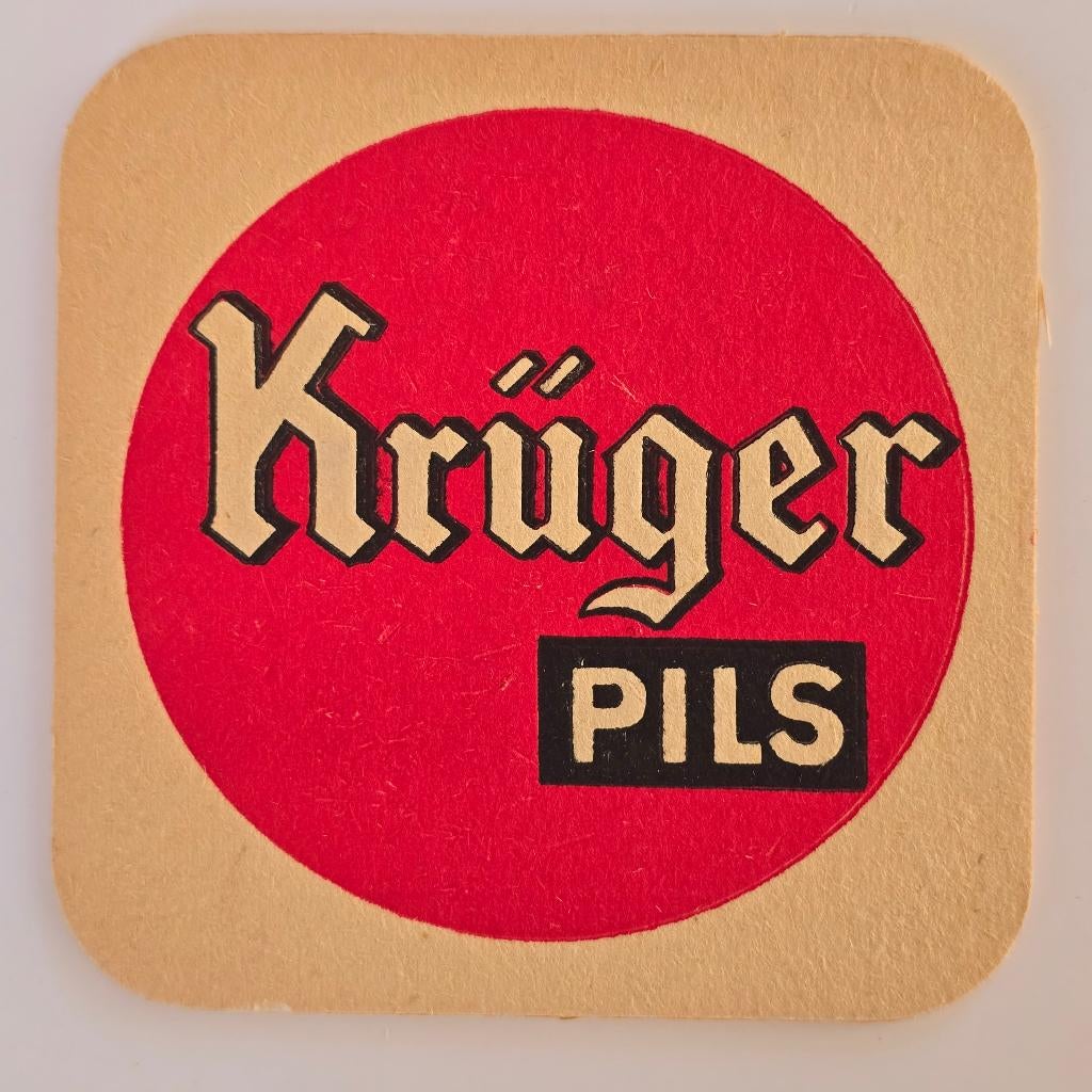 Krüger Pils onderzetter Bierviltje Bierdeckel Coaster 2, Verzamelen, Biermerken, Verzenden, Gebruikt, Viltje(s)