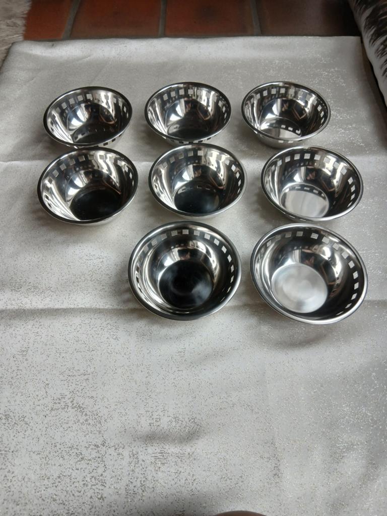 Vintage metalen kommetjes / schaaltjes – set van 8, Ophalen of Verzenden