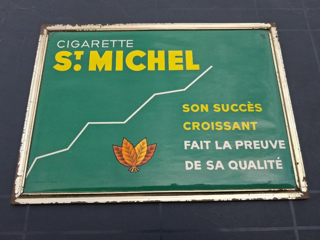 Timbre fiscal des cigarettes ST. MICHEL année 1964, Collections, Enlèvement ou Envoi, Utilisé, Panneau publicitaire