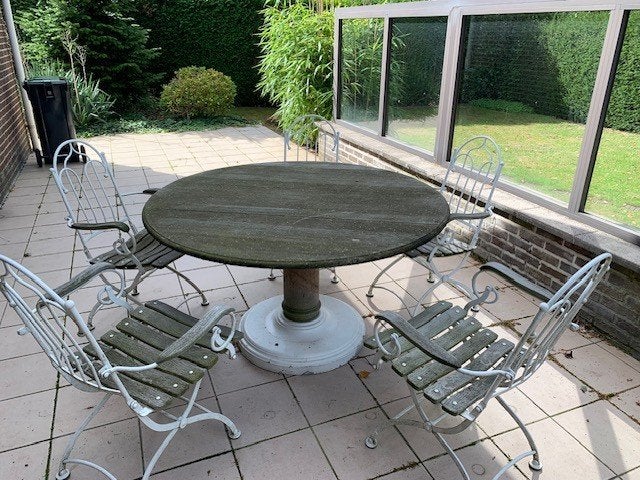 tuintafel, Tuin en Terras, Ophalen, Gebruikt, Rond, Teakhout