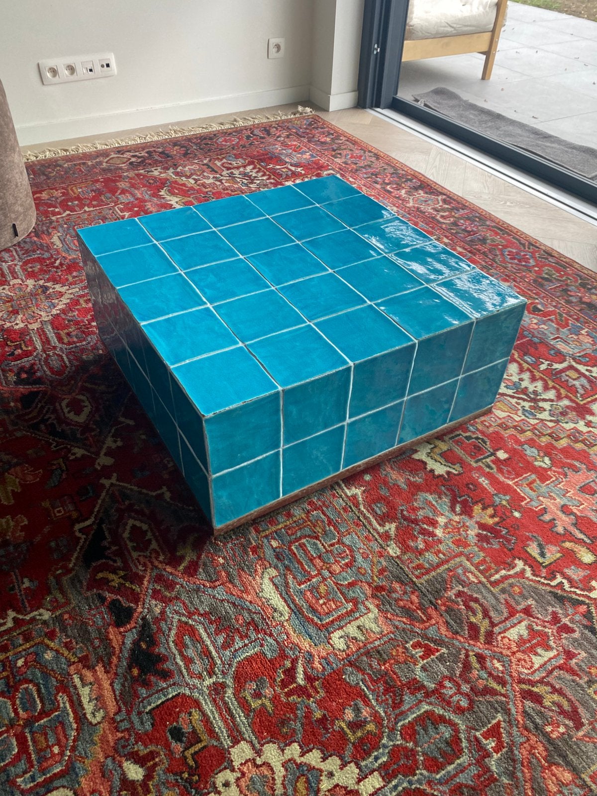 Unieke Handgemaakte Salontafel (65 x 65 cm), Ophalen, Zo goed als nieuw